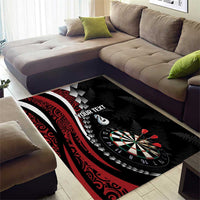 Personalized New Zealand Darts Area Rug Kowhaiwhai Whero Koiri - Manaia