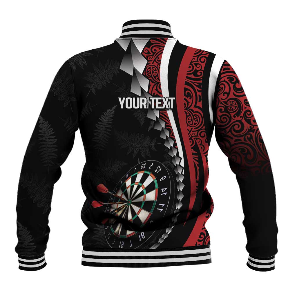 Personalized New Zealand Darts Baseball Jacket Kowhaiwhai Whero Koiri - Manaia