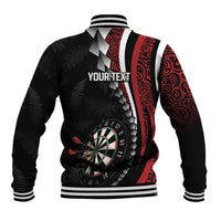 Personalized New Zealand Darts Baseball Jacket Kowhaiwhai Whero Koiri - Manaia