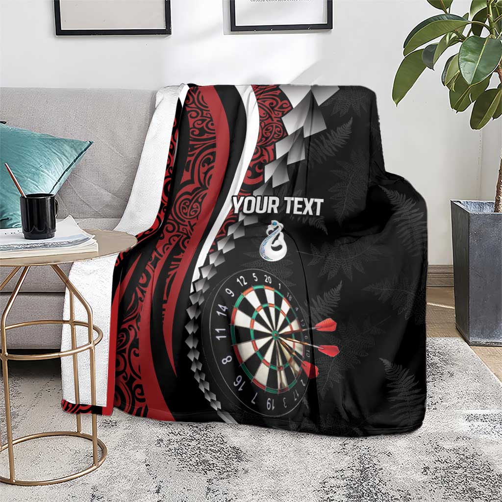 Personalized New Zealand Darts Blanket Kowhaiwhai Whero Koiri - Manaia
