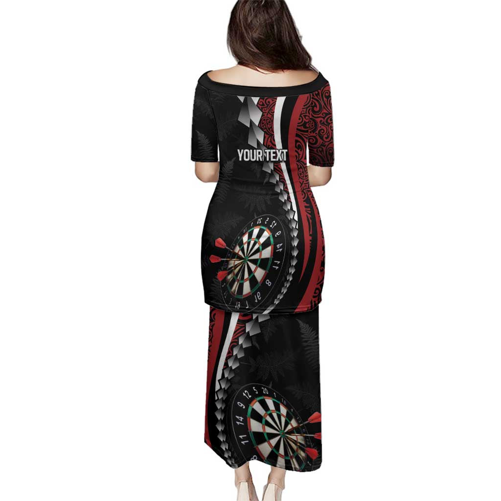 Personalized New Zealand Darts Family Matching Puletasi and Hawaiian Shirt Kowhaiwhai Whero Koiri - Manaia