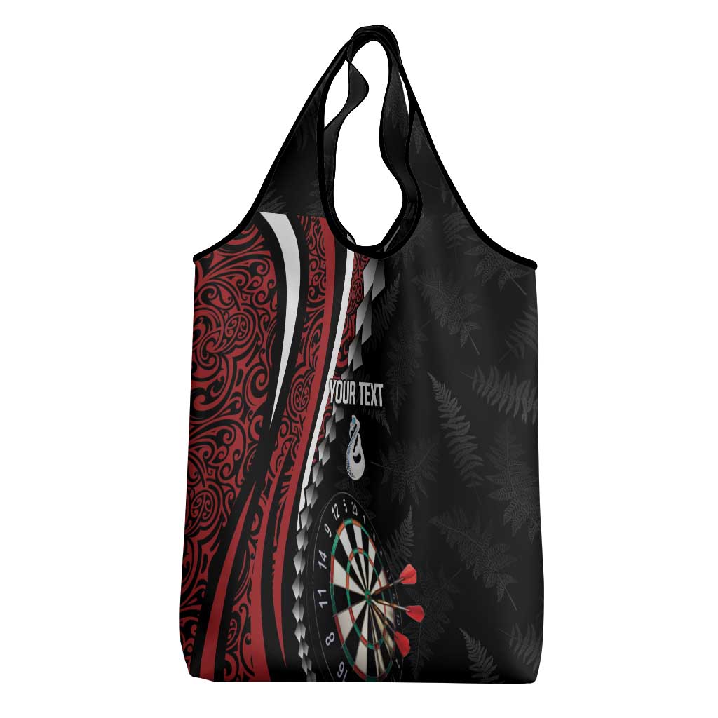 Personalized New Zealand Darts Grocery Bag Kowhaiwhai Whero Koiri - Manaia