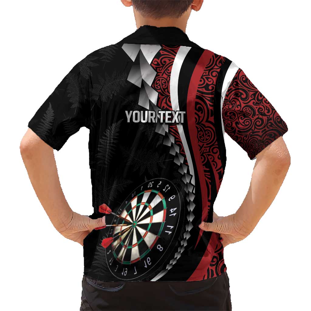 Personalized New Zealand Darts Hawaiian Shirt Kowhaiwhai Whero Koiri - Manaia