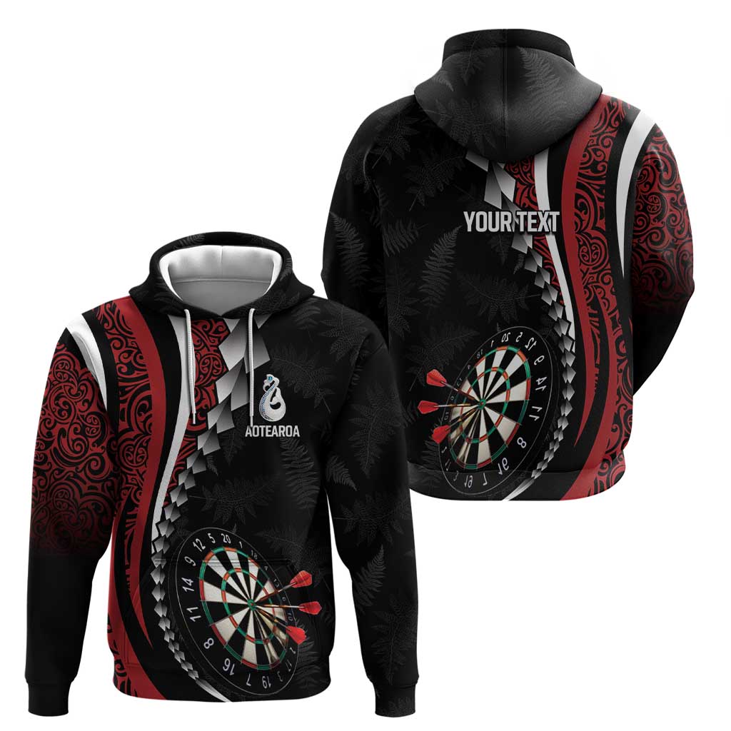 Personalized New Zealand Darts Hoodie Kowhaiwhai Whero Koiri - Manaia