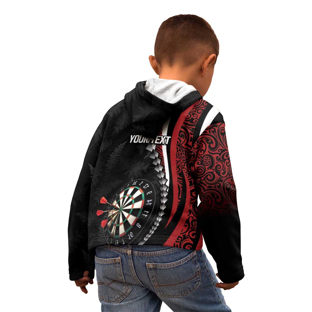 Personalized New Zealand Darts Kid Hoodie Kowhaiwhai Whero Koiri - Manaia
