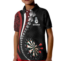Personalized New Zealand Darts Kid Polo Shirt Kowhaiwhai Whero Koiri - Manaia