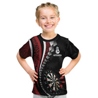 Personalized New Zealand Darts Kid T Shirt Kowhaiwhai Whero Koiri - Manaia