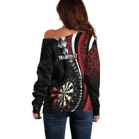 Personalized New Zealand Darts Off Shoulder Sweater Kowhaiwhai Whero Koiri - Manaia