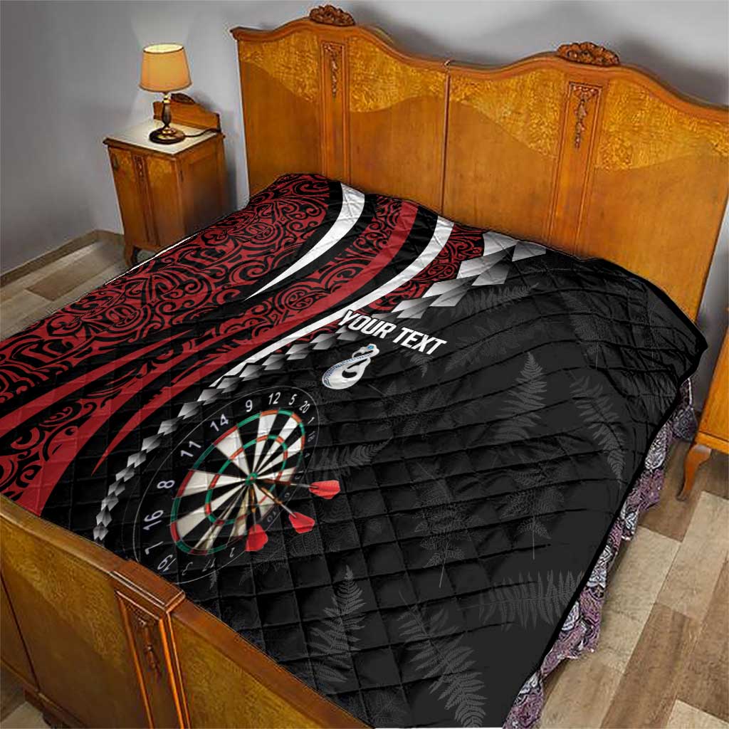Personalized New Zealand Darts Quilt Kowhaiwhai Whero Koiri - Manaia