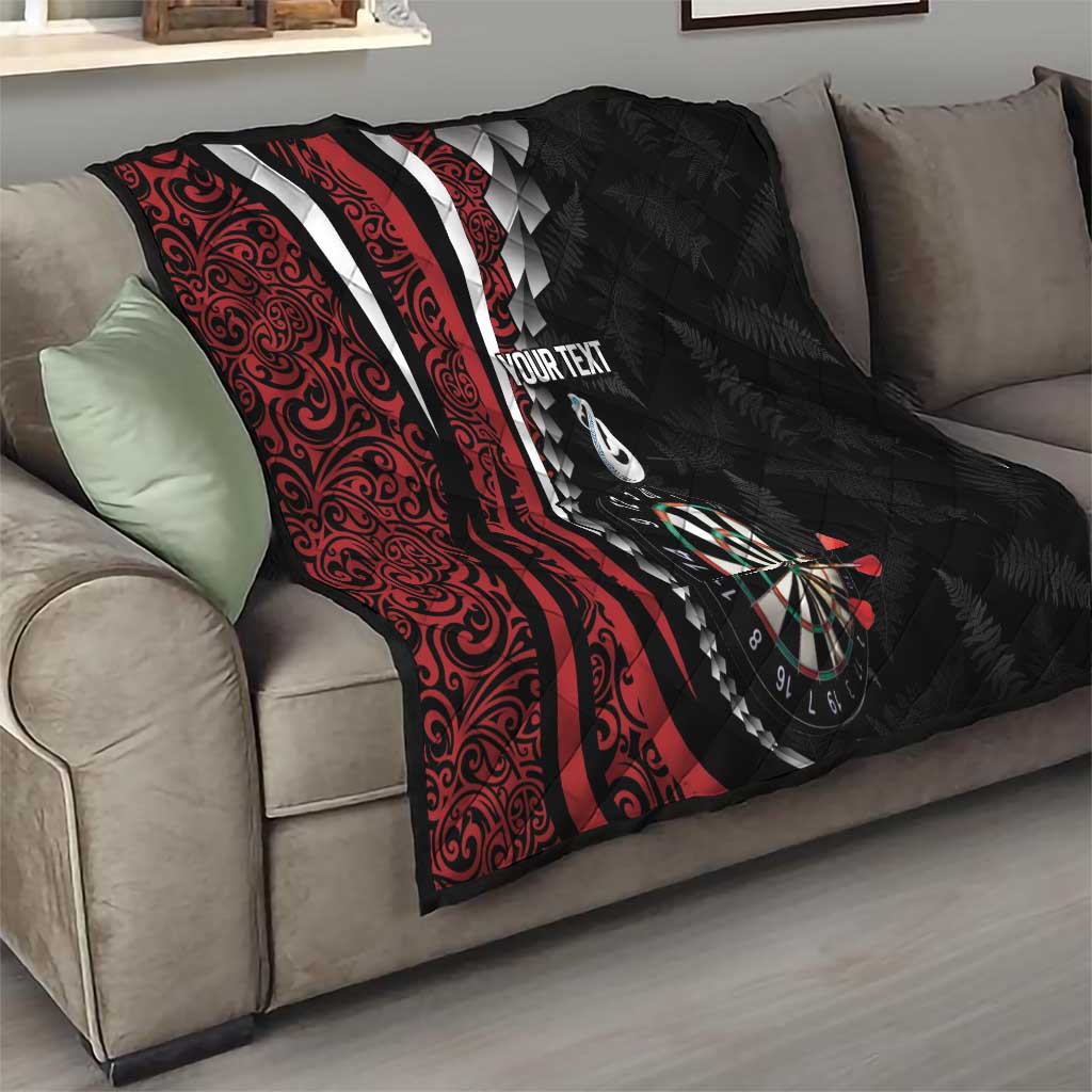 Personalized New Zealand Darts Quilt Kowhaiwhai Whero Koiri - Manaia