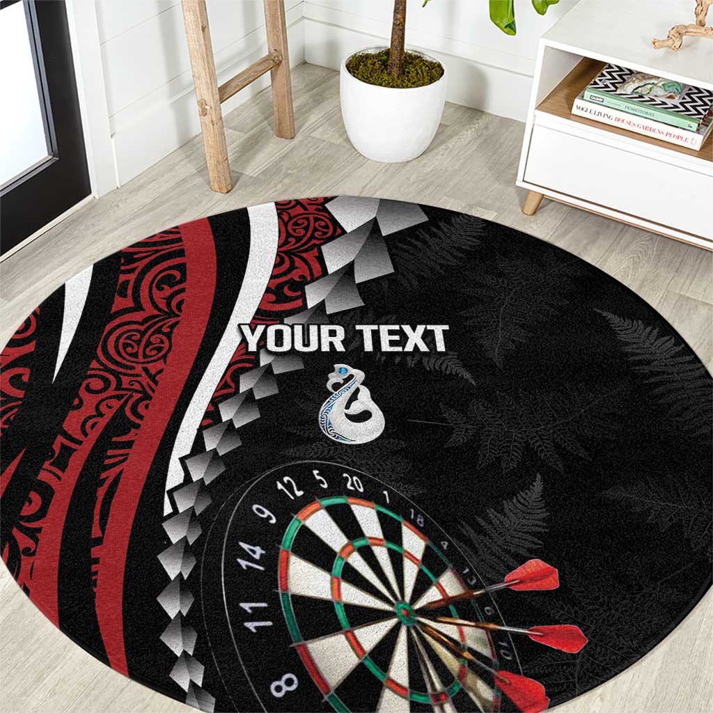 Personalized New Zealand Darts Round Carpet Kowhaiwhai Whero Koiri - Manaia