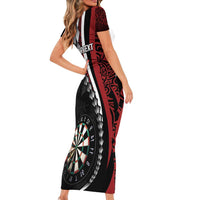 Personalized New Zealand Darts Short Sleeve Bodycon Dress Kowhaiwhai Whero Koiri - Manaia