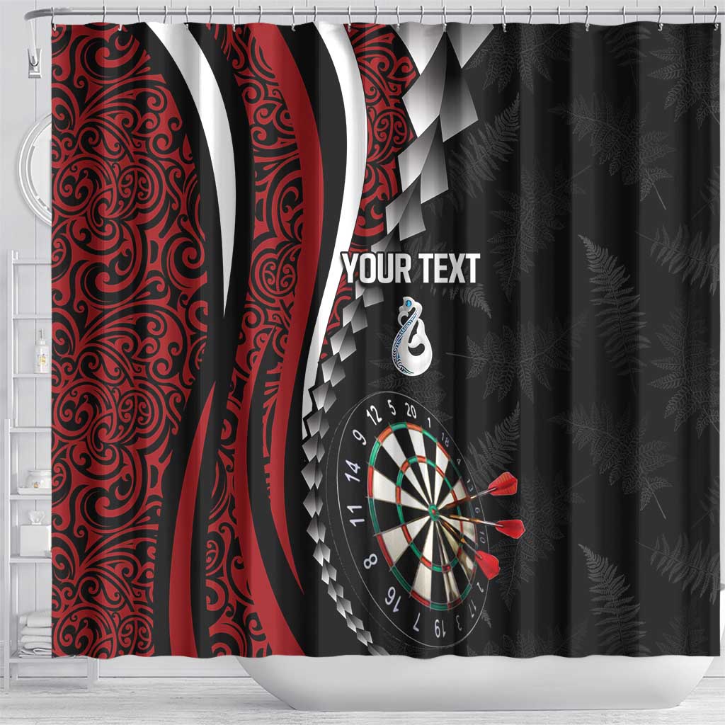 Personalized New Zealand Darts Shower Curtain Kowhaiwhai Whero Koiri - Manaia