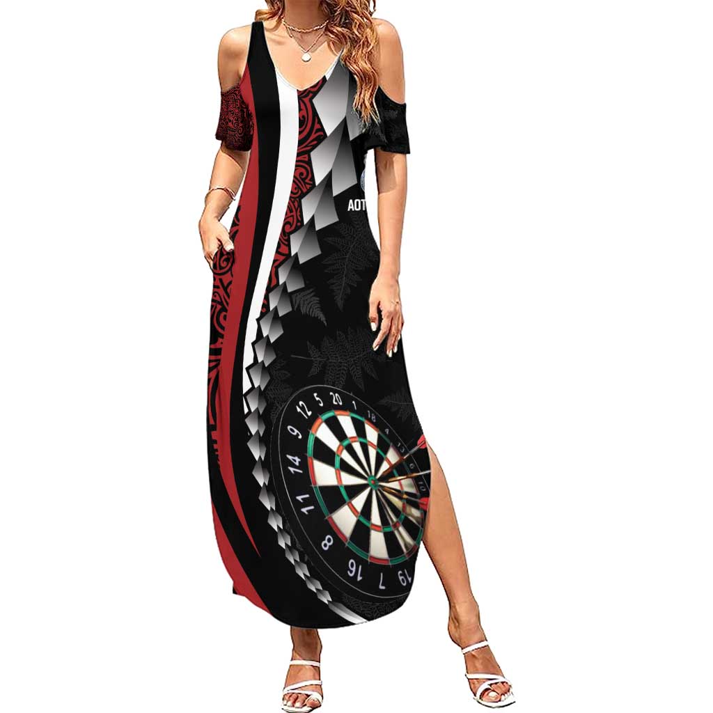 Personalized New Zealand Darts Summer Maxi Dress Kowhaiwhai Whero Koiri - Manaia