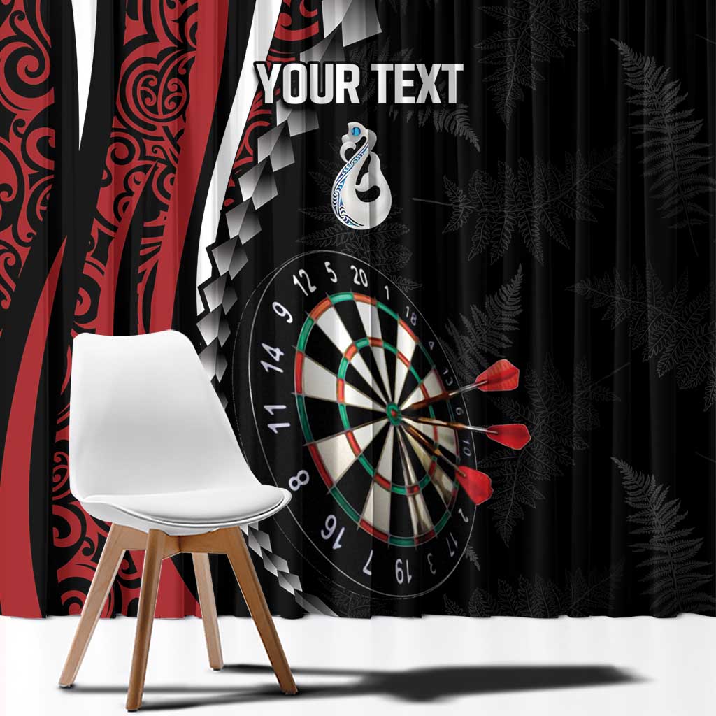 Personalized New Zealand Darts Window Curtain Kowhaiwhai Whero Koiri - Manaia