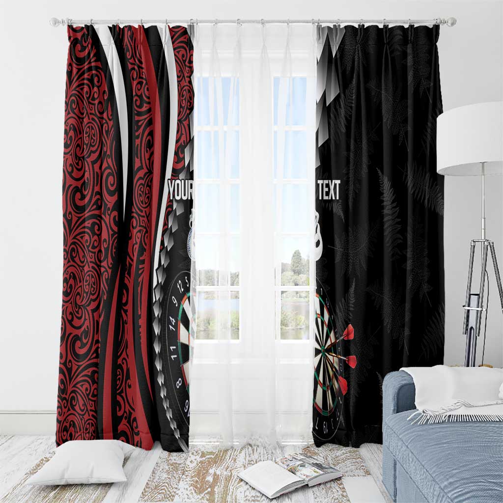 Personalized New Zealand Darts Window Curtain Kowhaiwhai Whero Koiri - Manaia