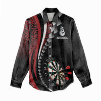 Personalized New Zealand Darts Women Casual Shirt Kowhaiwhai Whero Koiri - Manaia
