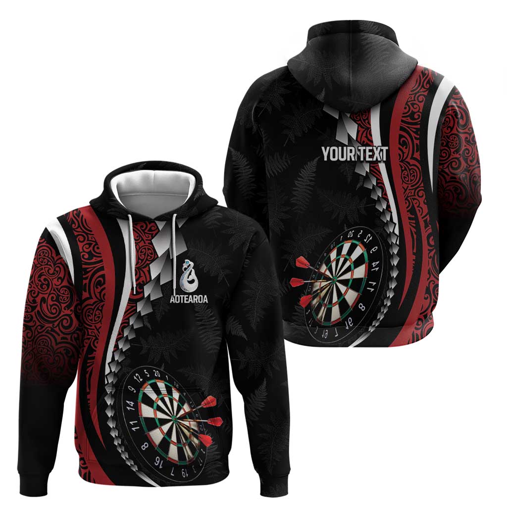 Personalized New Zealand Darts Zip Hoodie Kowhaiwhai Whero Koiri - Manaia