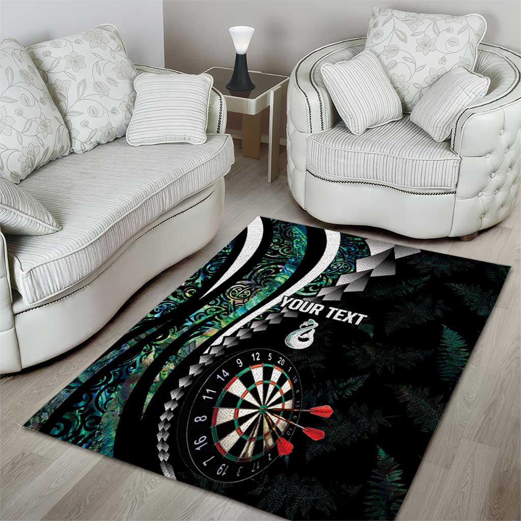 Personalized New Zealand Darts Area Rug Paua Shell Koiri - Manaia