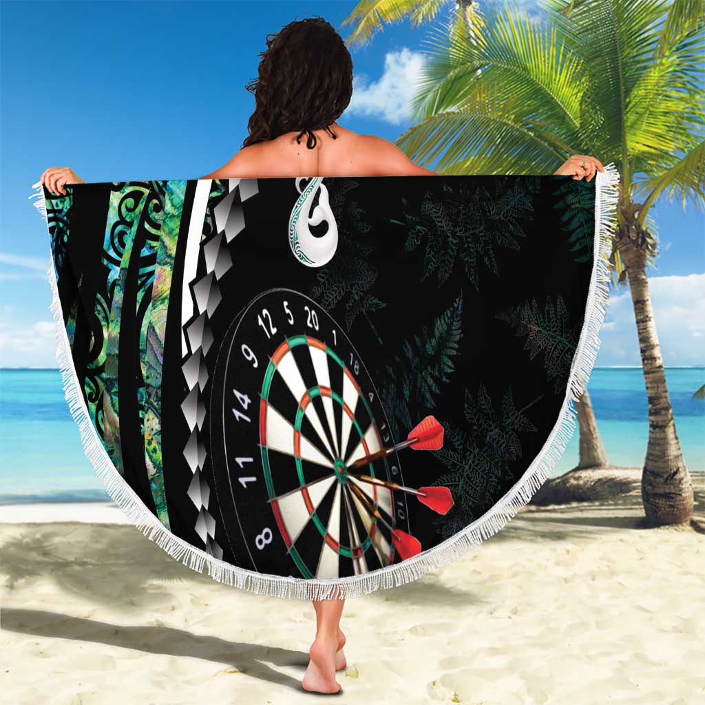Personalized New Zealand Darts Beach Blanket Paua Shell Koiri - Manaia