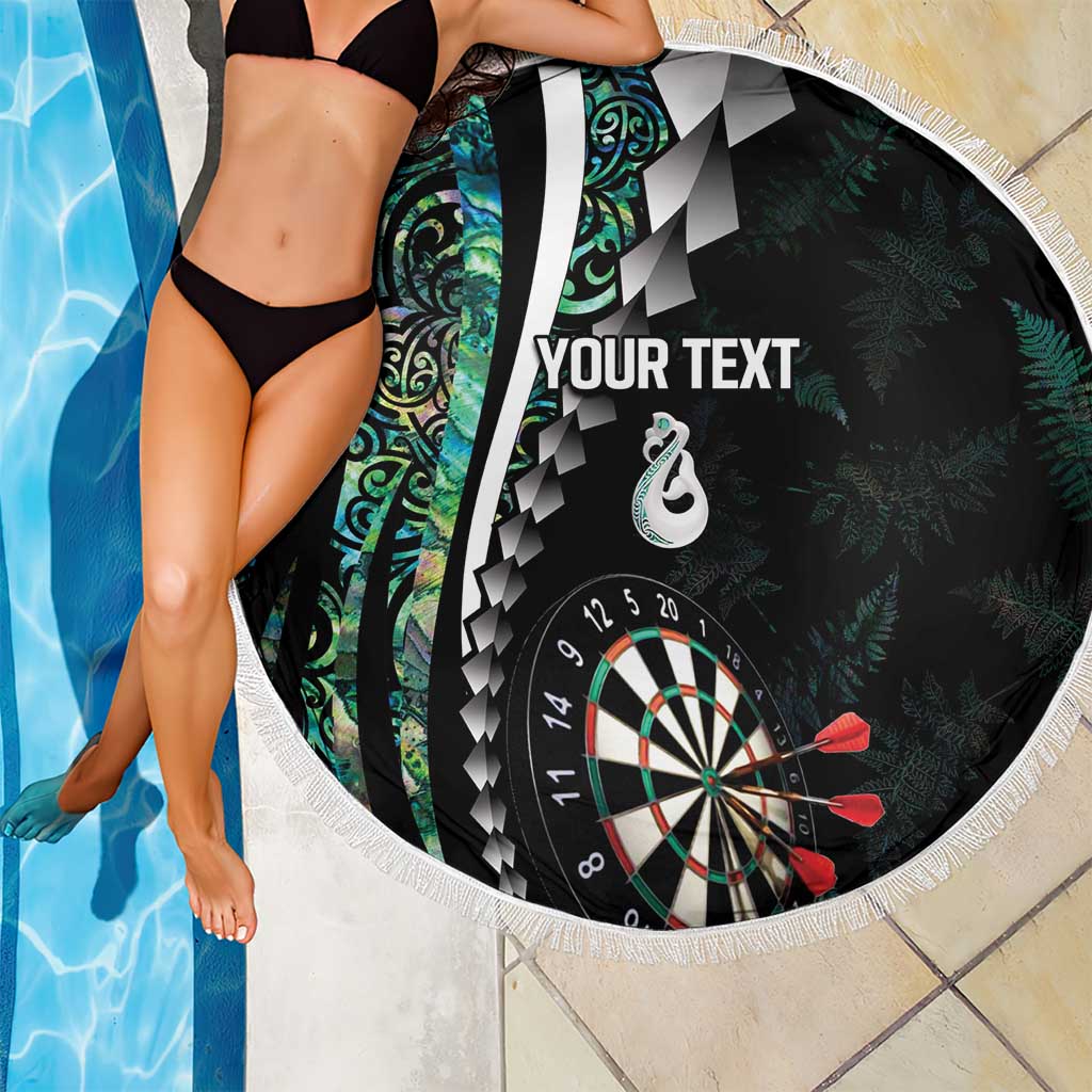 Personalized New Zealand Darts Beach Blanket Paua Shell Koiri - Manaia
