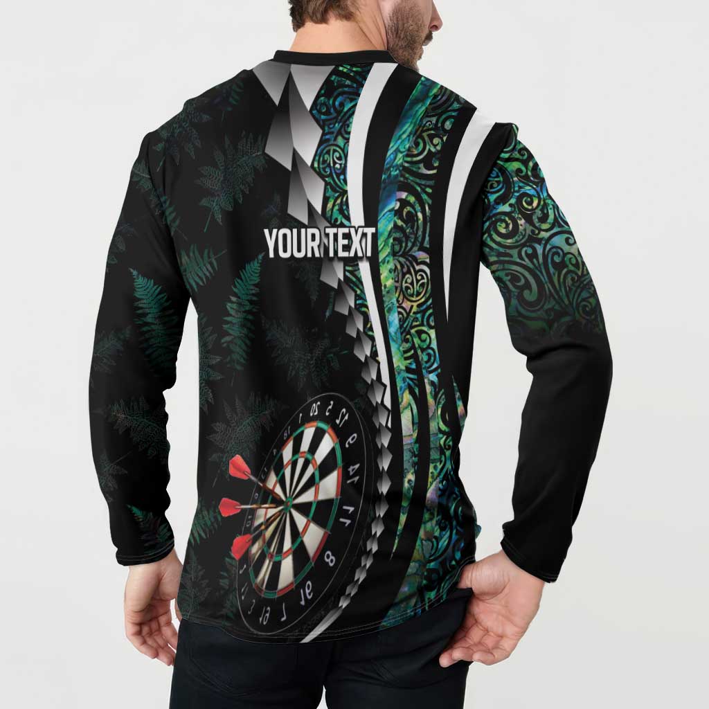 Personalized New Zealand Darts Button Sweatshirt Paua Shell Koiri - Manaia