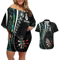Personalized New Zealand Darts Couples Matching Off Shoulder Short Dress and Hawaiian Shirt Paua Shell Koiri - Manaia