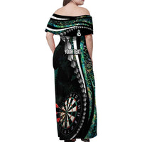 Personalized New Zealand Darts Family Matching Off Shoulder Maxi Dress and Hawaiian Shirt Paua Shell Koiri - Manaia