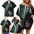 Personalized New Zealand Darts Family Matching Off Shoulder Short Dress and Hawaiian Shirt Paua Shell Koiri - Manaia