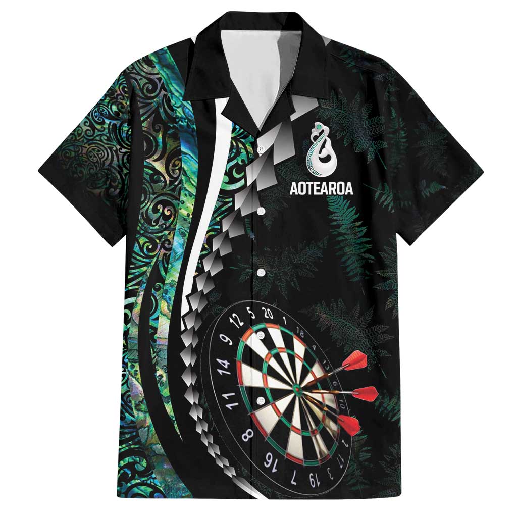 Personalized New Zealand Darts Family Matching Short Sleeve Bodycon Dress and Hawaiian Shirt Paua Shell Koiri - Manaia