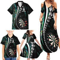 Personalized New Zealand Darts Family Matching Summer Maxi Dress and Hawaiian Shirt Paua Shell Koiri - Manaia
