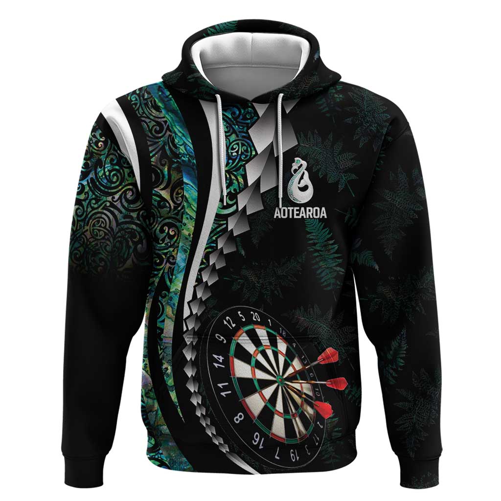 Personalized New Zealand Darts Hoodie Paua Shell Koiri - Manaia