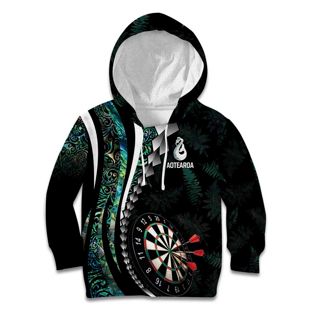Personalized New Zealand Darts Kid Hoodie Paua Shell Koiri - Manaia