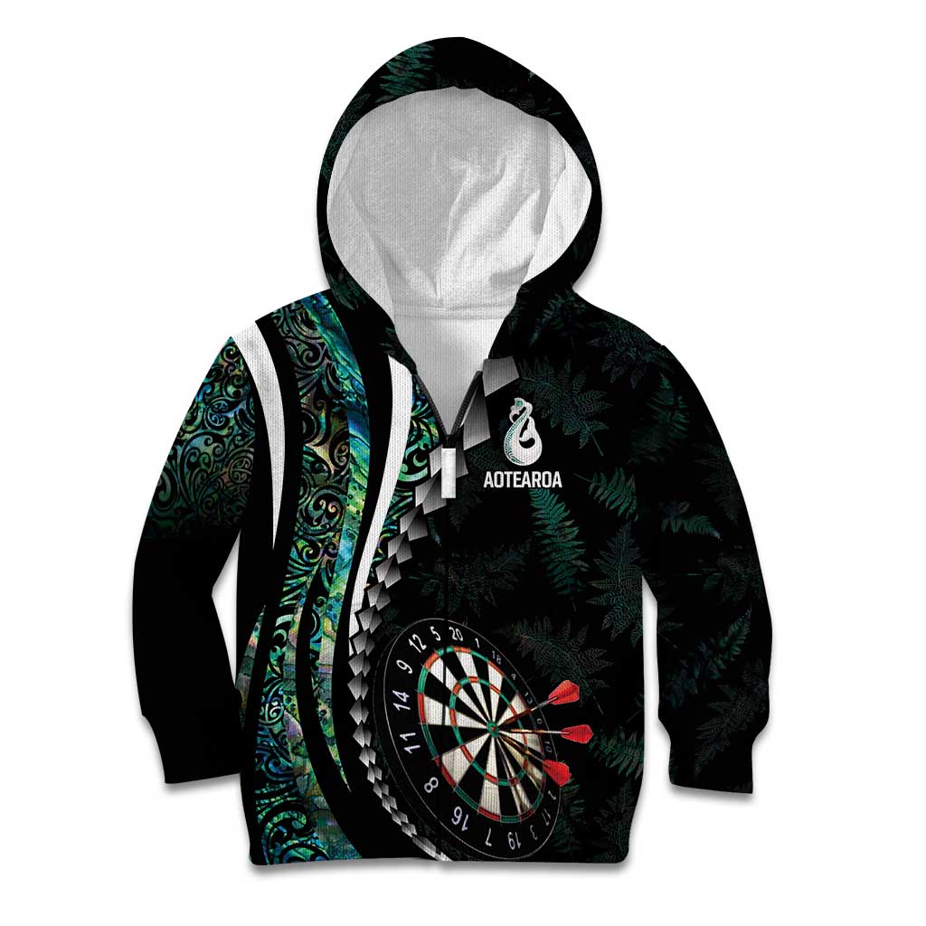 Personalized New Zealand Darts Kid Hoodie Paua Shell Koiri - Manaia