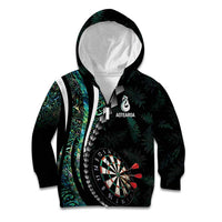 Personalized New Zealand Darts Kid Hoodie Paua Shell Koiri - Manaia