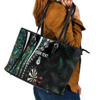 Personalized New Zealand Darts Leather Tote Bag Paua Shell Koiri - Manaia