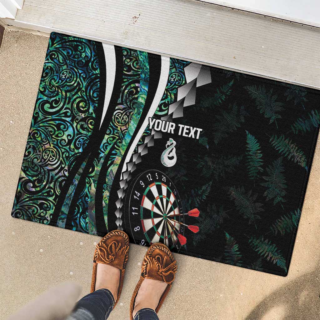 Personalized New Zealand Darts Rubber Doormat Paua Shell Koiri - Manaia