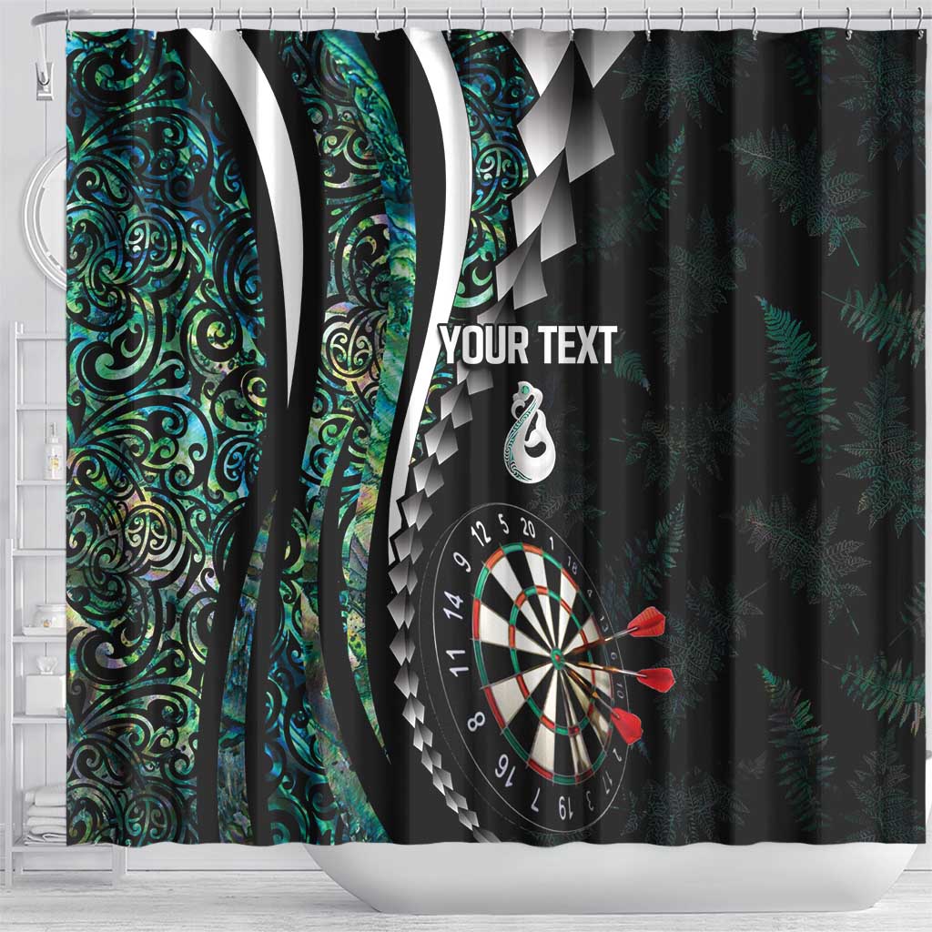Personalized New Zealand Darts Shower Curtain Paua Shell Koiri - Manaia