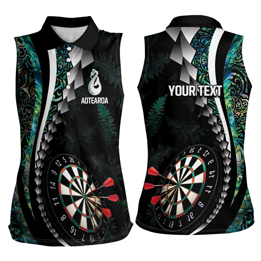 Personalized New Zealand Darts Women Sleeveless Polo Shirt Paua Shell Koiri - Manaia