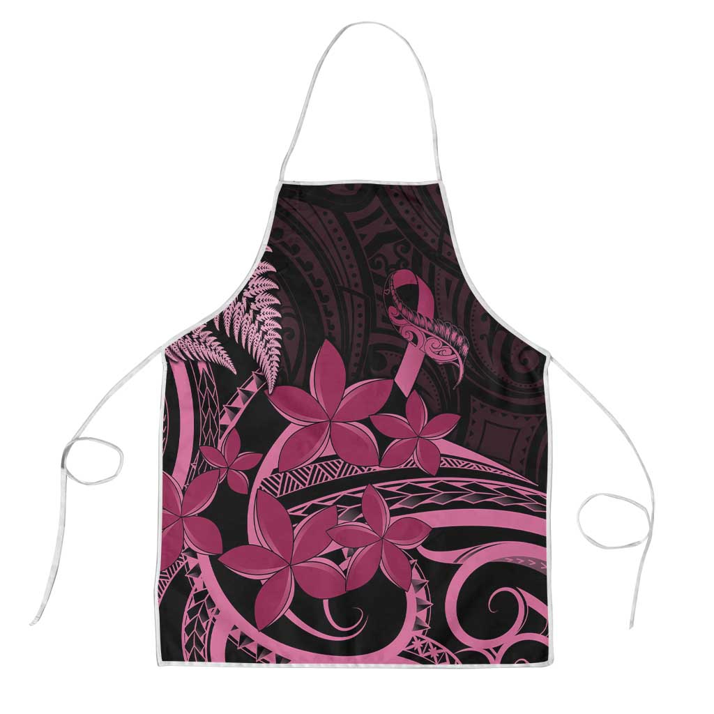 Aotearoa Maori Apron Pink Fern Ribbons on Black - Polynesian Pride
