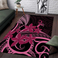 Aotearoa Maori Area Rug Pink Fern Ribbons on Black - Polynesian Pride