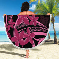 Aotearoa Maori Beach Blanket Pink Fern Ribbons on Black - Polynesian Pride