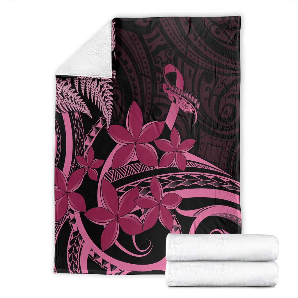 Aotearoa Maori Blanket Pink Fern Ribbons on Black - Polynesian Pride