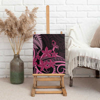 Aotearoa Maori Canvas Wall Art Pink Fern Ribbons on Black - Polynesian Pride