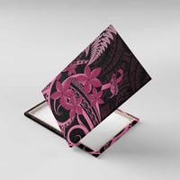 Aotearoa Maori Canvas Wall Art Pink Fern Ribbons on Black - Polynesian Pride