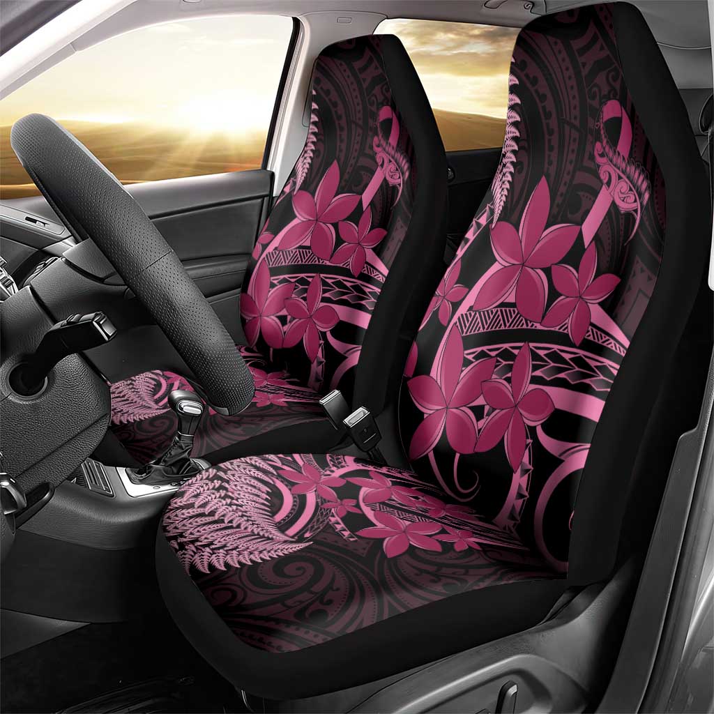 Aotearoa Maori Car Seat Cover Pink Fern Ribbons on Black - Polynesian Pride
