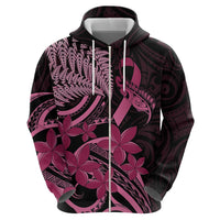 Aotearoa Maori Hoodie Pink Fern Ribbons on Black - Polynesian Pride