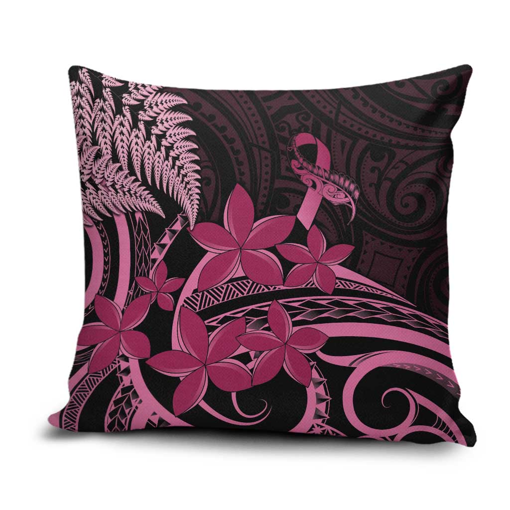 Aotearoa Maori Pillow Cover Pink Fern Ribbons on Black - Polynesian Pride
