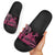 Aotearoa Maori Slide Sandals Pink Fern Ribbons on Black - Polynesian Pride