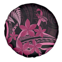Aotearoa Maori Spare Tire Cover Pink Fern Ribbons on Black - Polynesian Pride